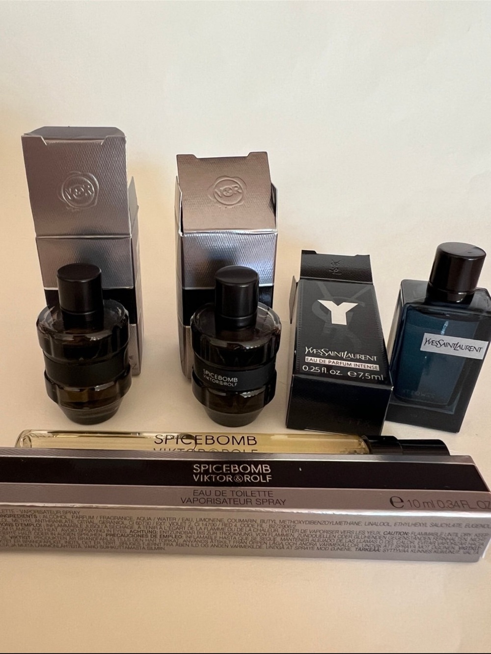 Travel sized designer brand fragrance for MEN (Viktor & Rolf SpiceB; YSL Myslf)